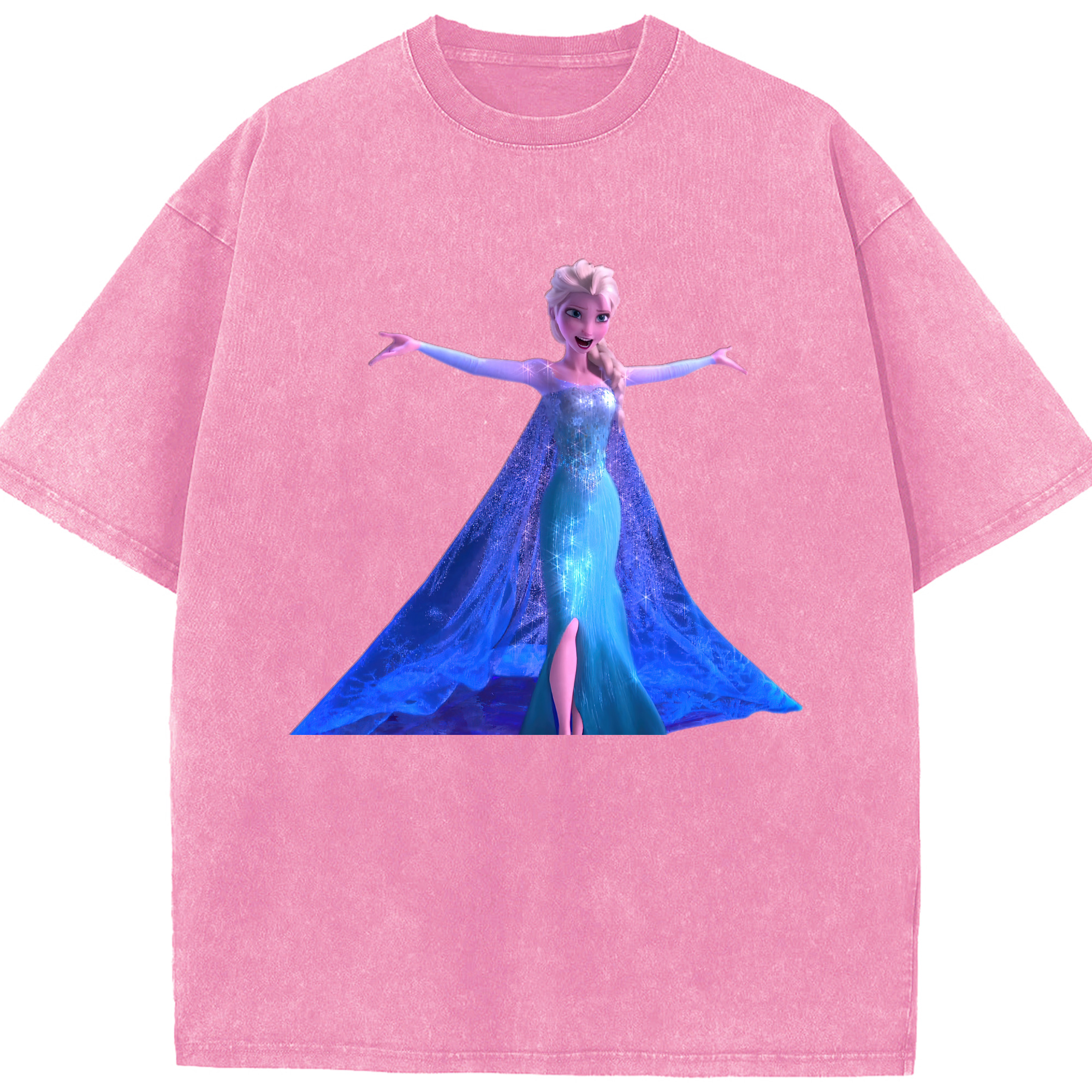 （画像用） アナと雪の女王 アンナ エルサ Frozen Anna Elsa 綿100% ヴィンテージ風 半袖Tシャツ（フロントプリント）